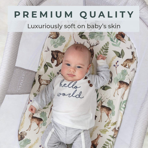 Pobibaby - 2 Pack Premium Bassinet Sheets for Standard Bassinets - Ultra-Soft Cotton Blend, Stylish Woodland Pattern, Safe and Snug for Baby (Wild...