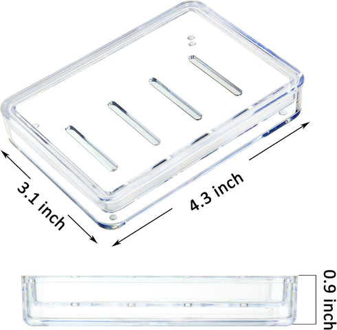 Youngever 4 Pack Soap Holders, Detachable Soap Dish, Soap Saver, Clear Bar Soap Holders for Shower, Sink Bathroom...