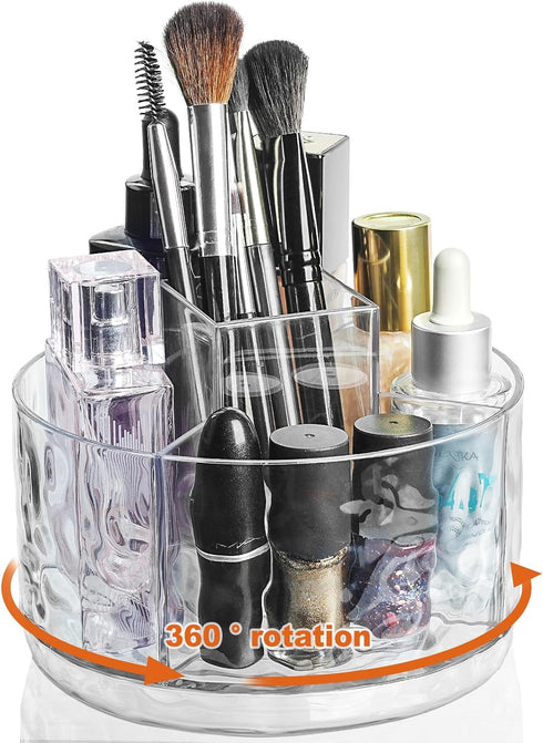 Hayder Makeup Organizer, 360° Rotating Makeup Brush Holder with 5 Slot for Vanity Countertop, Bathroom Organizers and Storage for Cosmetics Nail P...