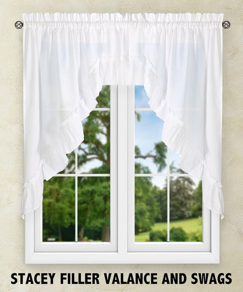 Ellis Curtain Stacey Sheer Balloon Valance, 60" x 15", White...