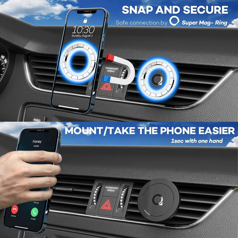 Air Vent Car Mount Holder Compatible with 14 13 12/Pro/Pro Max/Mini and Magsafe Case 360° Adjustable No Metal Plate Needed...