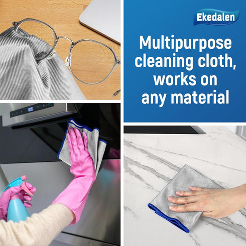 Glass Cleaning Cloth Streak Free Miracle Polishing Multipurpose Magic Window Easy Clean Lint Free Wipes Car Detailing Eyeglass Cleaner, Pack of 6,...