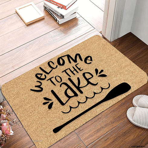 Welcome Mats for Front Door Outdoor Entry Welcome to The Lake Doormat Doormat Non Slip Mat for Home Indoor Farmhouse Funny Kitchen Rugs Patio Gree...