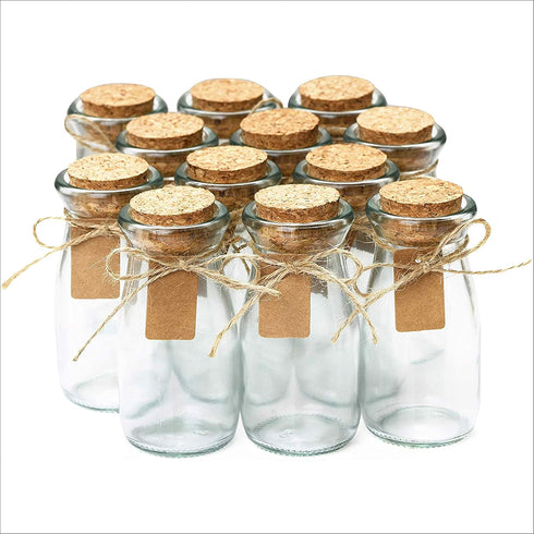 Otis Classic Small Glass Jars with Lids – Set of 12 Mini Glass Bottles with Corks for Halloween Decorations Fall Décor Wedding & Party Favors, Hal...