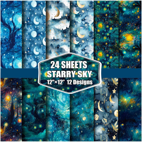 Galaxy Pattern Scrapbook Paper 12x12,30x30cm Starry Sky Specialty Paper Scrapbooking Cardstock Paper Pack,Junk Journal Craft Paper,Designer Paper ...