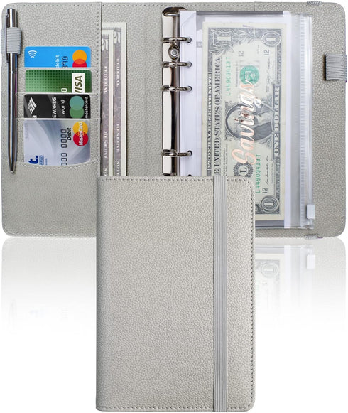 A6 Budget Binder with 10 Zipper Envelopes, PU Leather Money Binder Organizer for Cash Envelope Binder for Budgeting, Savings Binder with Budget Sh...