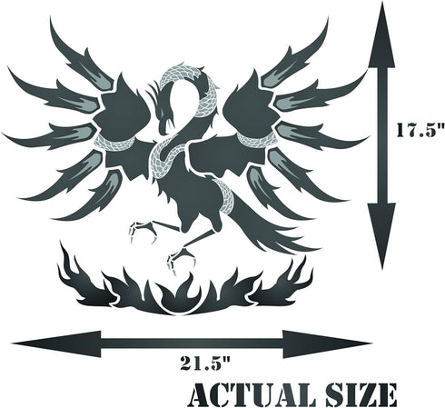 Phoenix Stencil, 17 x 14 inch (L) - Classic Mythical Dragon Bird Stencils for Painting Template...
