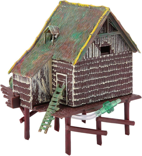 DAUERHAFT Aquarium Windmill, Aquarium Decorations Big Water Wheel Landscaping Pneumatic Aerated Waterwheel Hut Resin for Fish Tank Landscaping Dec...