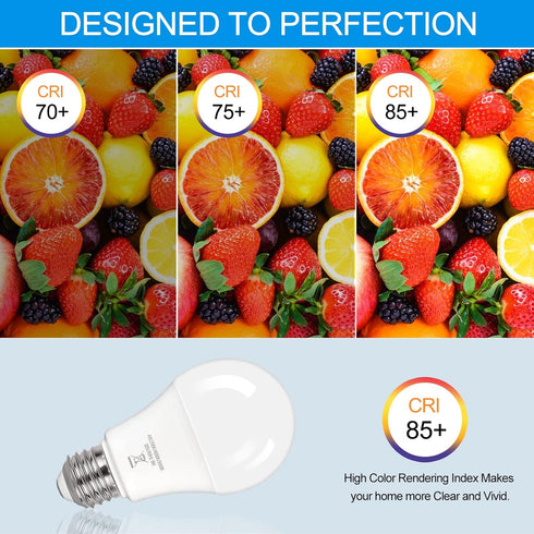 PARTPHONER A19 LED Light Bulbs, 60W Equivalent Efficient 9W LED Bulb, 3 Color Light Modes Light Bulbs, 900 Lumens, CRI 85+, 25000+ Hours Lifespan,...