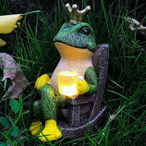 Miniature Frog Garden Statue with Solar Light Home Decor Fairy Garden Accessories Frog Decor for Patio, Balcony, Yard, Lawn Bedroom 2.3"x3.3"x5"...