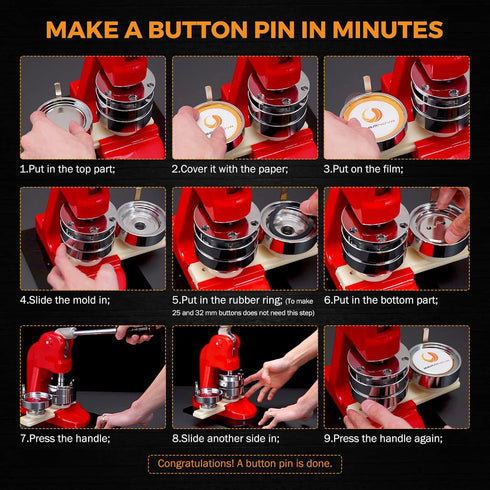 BEAMNOVA 200 Sets of Metal Button Parts Supplies for Button Maker Machine Round Pin Maker, 25mm / 0.98 in (Approx. 1 inch), Every Set Includes Met...