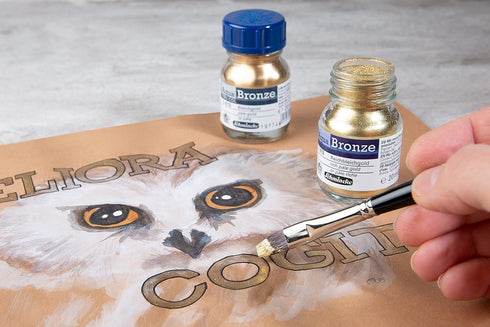 Schmincke - Aqua-Bronze, rich gold, 20 ml, 15 811 032, shiny metallic effects on gouache and watercolor paintings, paper, cardboard, painting boar...