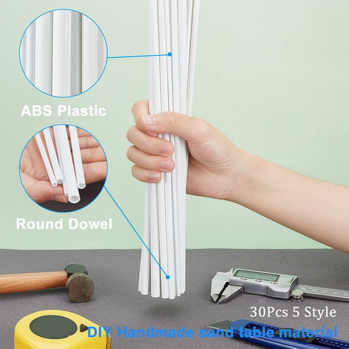 OLYCRAFT 30Pcs ABS Plastic Hollow Round Tubes 12" Length Plastic Round Bar Rods 3mm 4mm 5mm 6mm 8mm Round Hollow Bar for DIY Handmade Sand Table M...