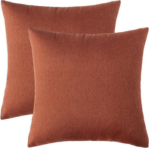 Woaboy Set of 2 Outdoor Waterproof Throw Pillow Covers Rust Decorative Farmhouse Solid Cushion Cases for Bed Sofa Couch Car Living Room 16x16 inch...