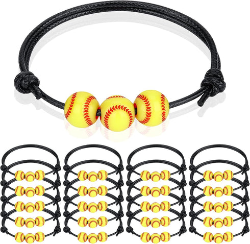 20 Pcs Sports Party Favors Charm Bracelets,Soccer Basketball Football Baseball Volleyball Bead Ball Bracelets Adjustable Inspirational Wristbands ...