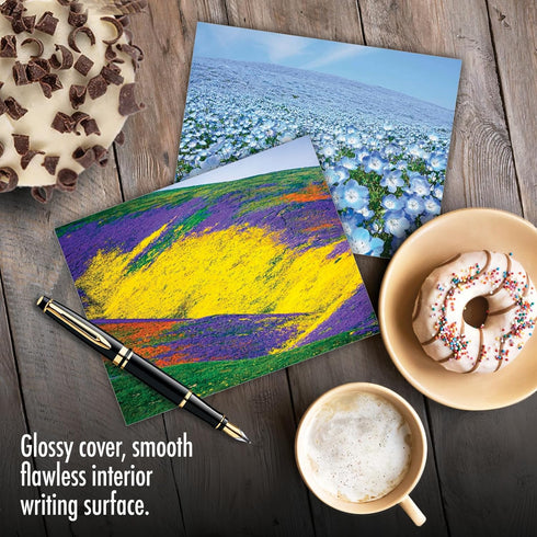 The Best Card Company - 20 Landscape Nature Note Cards Blank (4 x 5.12 Inch) (10 Designs, 2 Each) - Super Blooms AM7175OCB-B2x10...
