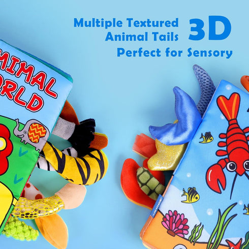 VGOFUN 2PCS Soft Baby Books 0-6 Months Crinkle Books for Babies, Touch and Feel Sensory Cloth Books for Infants 0 3 6 12 18 Months Tummy Time Toys...