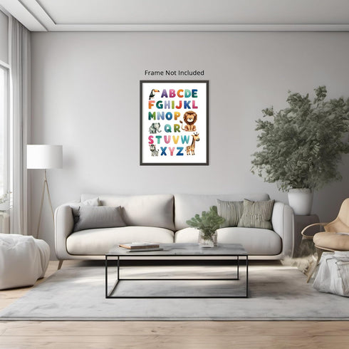Posterizer 1 pcs-Alphabet ABC With Safari Animals-Kids Room Art-Gift for Teachers-Decor for nursery toddlers kids room- unframed wall art...