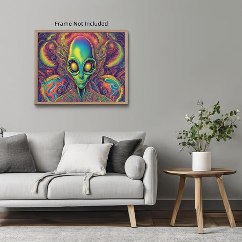 Posterizer 1 pcs- psychedelic funky hippie colorful sci fi alien 4-Fantasy & Fiction Art-Retro Art- Living Room Bedroom Decor- unframed wall art...