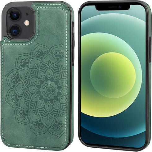 Vaburs Compatible with iPhone 12 and iPhone 12 Pro Case Wallet with Card Holder,Embossed Mandala Pattern Flower PU Leather Double Magnetic Buttons...