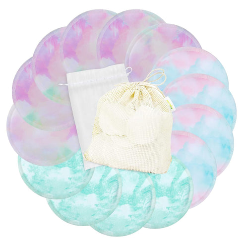 wegreeco Nursing Breast Pads (14 Pack) + Laundry Bag & Travel Storage Bag, 4.7 inch - Washable & Reusable Breastfeeding Nursing Pads (Plain Shape,...