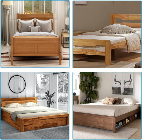 2 Sets Bed Frame Bed Post Double Hook Slot Bracket, Metal 4.2" x 3.4" x 0.08" Heavy Duty Bed Rail Hooks Plates Bed Accessories for Wooden Bed Fram...