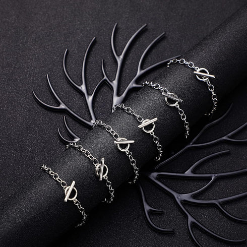 Hicarer 45 Pieces Bracelet Chains with OT Toggle Clasp Stainless Steel Bracelet Link Chains DIY Jewelry Making Supplies for Women Jewelry Crafts(S...