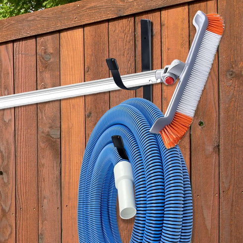 Pool Pole Hanger for Fence?4 Pack? Black Pool Equipment Hooks Heavy Duty Pool Tool Organizer for Telescopic Poles, Skimmers, Leaf Rakes,Pool Hose,...