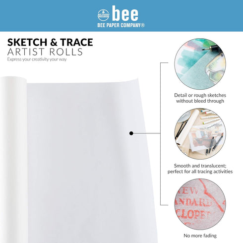 Bee Paper 12" x 20 yds Sketch and Trace Roll, White...