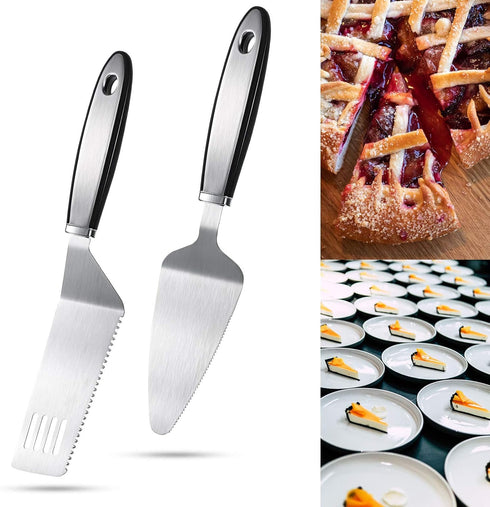 2 Pieces Stainless Steel Pie Server Set Cake Cutter Serrated Spatula Pizza Tart Dessert Slicer for Cutting and Serving Desserts Brownies Lasagna...