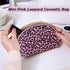 Small Pink Leopard Makeup Bag Half Moon Leopard Print Cosmetic Bag Portable Makeup Pouch Bag for Purse...