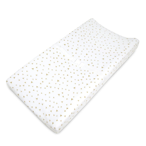 American Baby Company 2 Pack Printed 100% Cotton Knit Fitted Contoured Changing Table Pad Cover - Compatible with Mika Micky Bassinet, Taupe Feath...