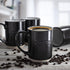 Sheffield Home Set of Stoneware Coffee Mugs- 4 Printed Coffee Cups, Tea Cups, Latte Mugs 16 oz (Black)...