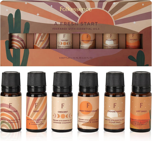 Folkulture Fragrance Oils for Diffuser, Set of 6 Essential Oils Set for Diffusers for Home, Diffuser Oil Scents - Lavender Palo Santo Rose Geraniu...