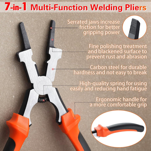 SPEEDWOX MIG Welding Pliers Multi-Function Mig Welder Plier Mig Nozzle Cleaner Slag Hammer Wire Cutter Scraper Files for Scraping Spatter Gripping...