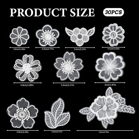 Lace Embroidery Patches, 30 Pieces Flower Applique Patches Sewing Fabric Patches 3D Floral Sew on Patches for Clothes Repairing Bags Decorating We...