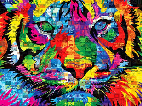 RoseArt - Kodak Premium Mosaics - Rainbow Tiger - 750 Piece Jigsaw Puzzle for Adults...