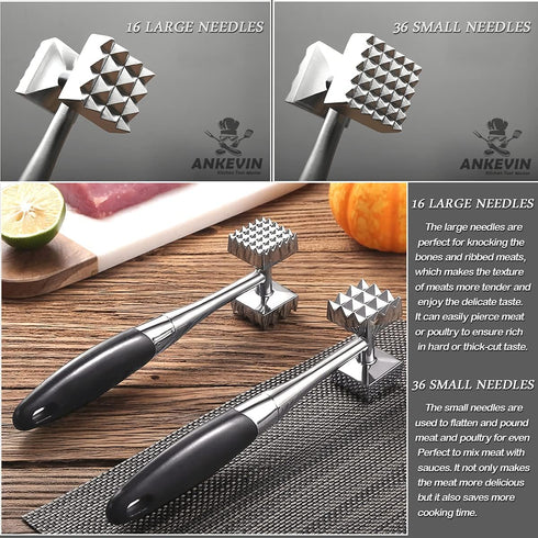 Meat Tenderizer, Dual-Sided Nails Meat Mallet, Meat Hammer Used for Steak, Chicken, Fish?Meat Pounder With Rubber Comfort Grip Handle, 8.8 inches ...