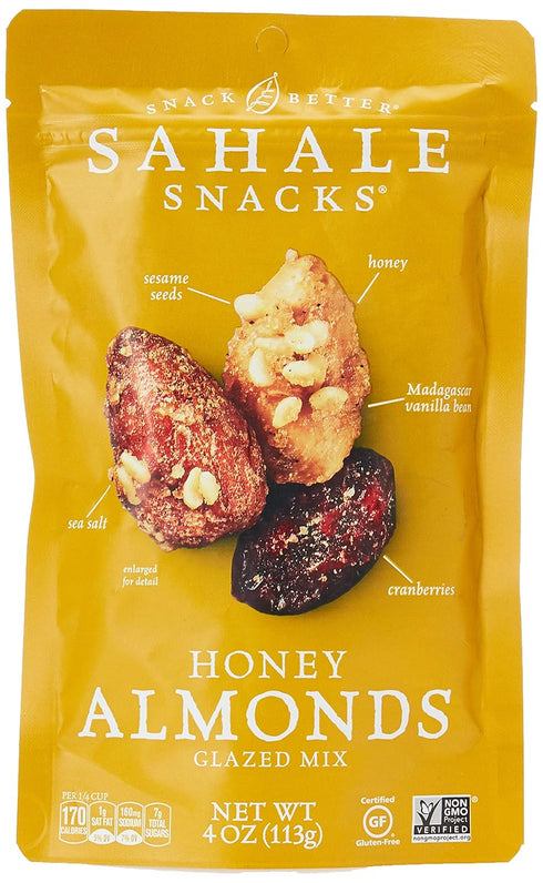 Sahale Snacks Honey Almonds Glazed Mix, 4 oz., Pack of 1 – Nut Snacks in a Resealable Pouch, No Artificial Flavors, Preservatives or Colors, Glute...
