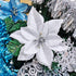Winlyn 24 Set Christmas Silver Glitter Poinsettia Flower Picks Christmas Tree Ornaments for White Silver Christmas Tree Wreaths Garland Holiday Se...