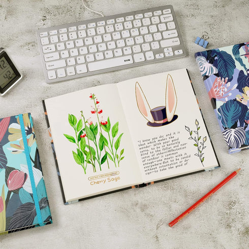 Blank Hardcover Notebooks, Plain Flower Journal for Women Men Kids Traveler, A5 Size, 5.5x8.3 inch, 120 GSM Thick Paper, 102 Sheets,3 Pack, Small ...