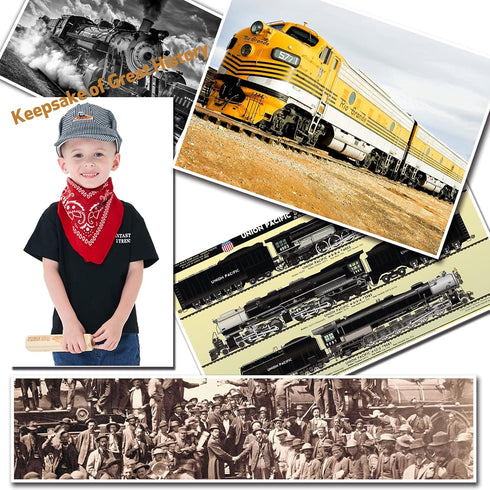 Conductor Hat+Paisley Bandanna (2 IN 1) Engineer Cap Adjustable Train Conductor Dress Up Kit for Kids...