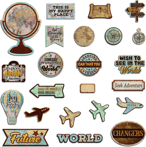 70 Pieces Travel Decor Cutouts Travel The Map Mini Bulletin Board Classroom Travel Theme Party Decoration Educational Wall Decor for Kids Classroo...