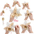 Sea Team 6-Pack Artificial Glitter Poinsettia, Flower Sticks, Christmas Flower Ornaments, Floral Stems, Picks, Branches, Xmas Tree Decorations for...