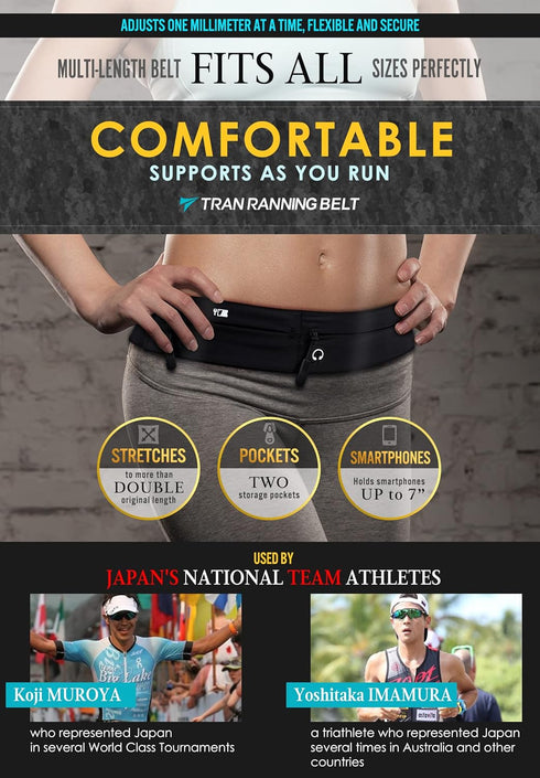 Fanny Pack Running Belt Bag TRAN Waist Pouch for Running, Walking, Traveling, Fitness, Cycling, and Workout Gym (US-Black, Medium)...