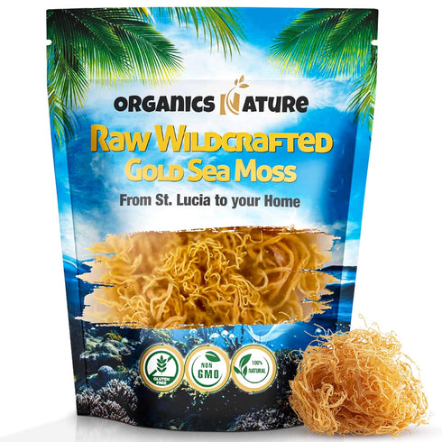 Organics Nature Raw Wildcrafted Sea Moss | Organic Wildcrafted & Non-GMO Certified | Dr Sebi Approved | Make 5 Jars of Sea Moss Gel | Immune Suppo...