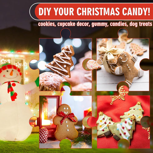 Christmas Silicone Molds Mini Xmas Tree & Gingerbread Candy Chocolate Mould Christmas Non-Stick Fondant Baking Mold for Handmade Soap Pudding Jell...