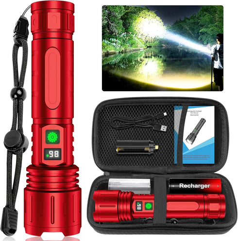 Flashlights High Lumens Rechargeable, 100000 Lumens Super Bright LED Powerful Flashlight, Type-C, 5 Modes, Zoomable, IPX5 Waterproof High Powered ...