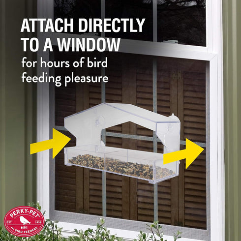 Perky-Pet 347 Clear Outdoor Window Bird Feeder with Strong Suction Cups – 1 Lb Seed Capacity...