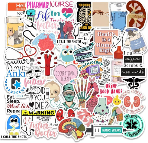 100PCS Doctor Stickers, Medical Equipment Stickers Aesthetic Decals Vinyl Waterproof Doctor Appreciation Gifts Stickers for Water Bottle Laptop Lu...